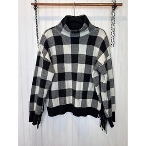 Plaid Black and White Women's Sweater
